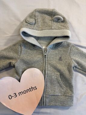 GAP - 0-3M - Cozy Grey Baby Hoodie